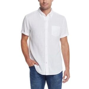 Weatherproof Vintage Linen/Cotton Short Sleeve Woven Shirt, White, Large NWT